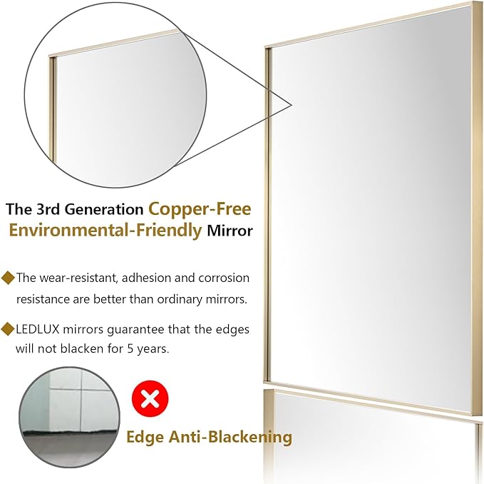 24x32 Inch Gold Bathroom Mirror - Image 2