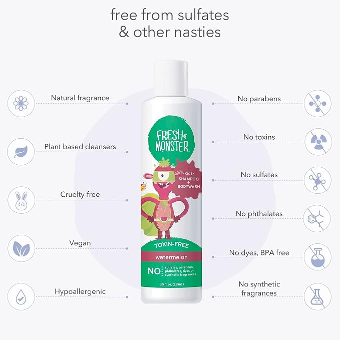 Fresh Monster 2-in-1 Shampoo & Body Wash, Toxin-Free, Hypoallergenic, Natural - Image 4