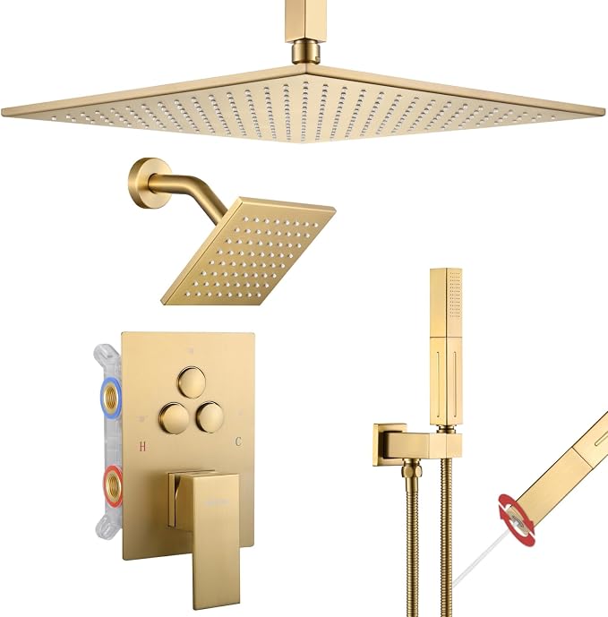 VANFOXLE Shower Faucet Set Brushed Gold Shower System, Shower Faucet by VANFOXLE