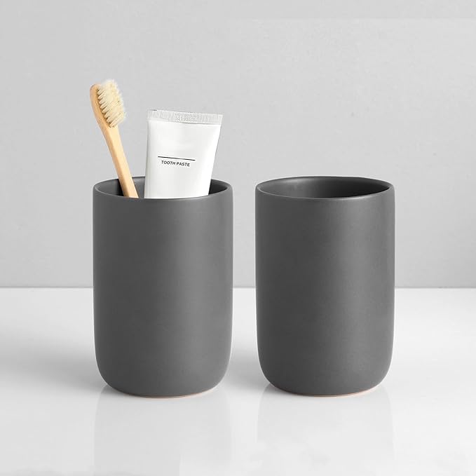Matte Grey Toothbrush Holders for Bathrooms by BSDISP