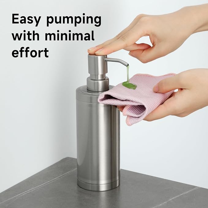 GAPPO Brushed Nickel Soap Dispenser Stainless Steel Metal Pump Hand Lotion - Image 5