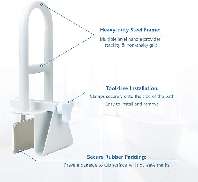 Butizone Bathtub Safety Rail, Medical Adjustable Tub Grab Bar Handle Clamp - Image 3