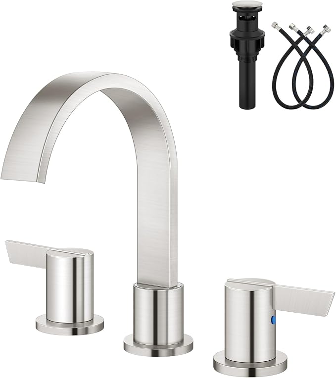 Aolemi Bathroom Faucets 3 Hole, 8 Inch Widespread Waterfall Bathroom Sink Faucet by Aolemi