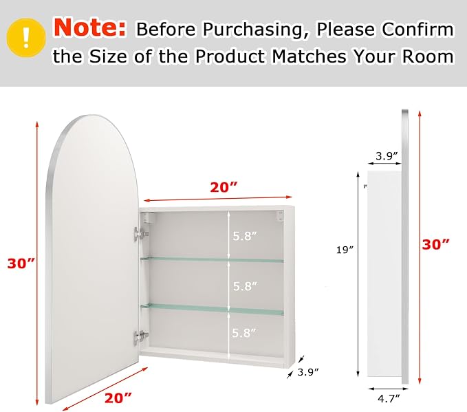 FKWin Silver Medicine Cabinet Mirror, Surface Mount Bathroom Storage Cabinet - Image 2