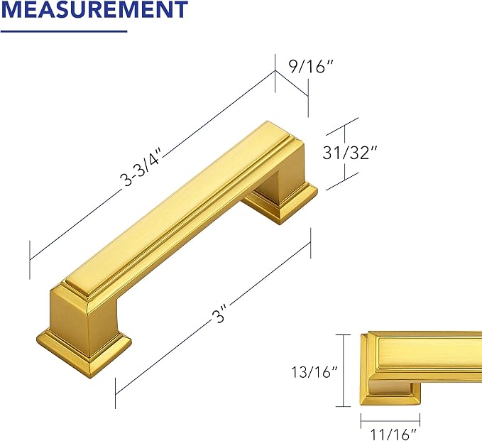 Ravinte Hardware 15 Pack Brushed Brass Cabinet Pulls, 3 Inch Hole Center Zinc - Image 2