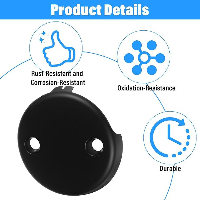 Tub Drain Overflow Covers, 3-1/8" Two Hole Bathtub Drain Overflow Cover - Image 2