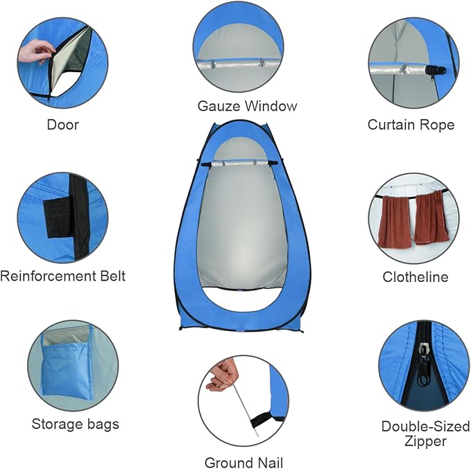 Pop Up Privacy Shower Tent, Portable Outdoor Bathroom Toilet Changing Dressing - Image 5