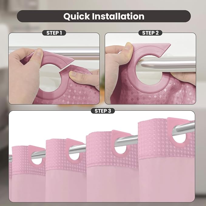 Inhousolu No Hook Shower Curtain - Image 3
