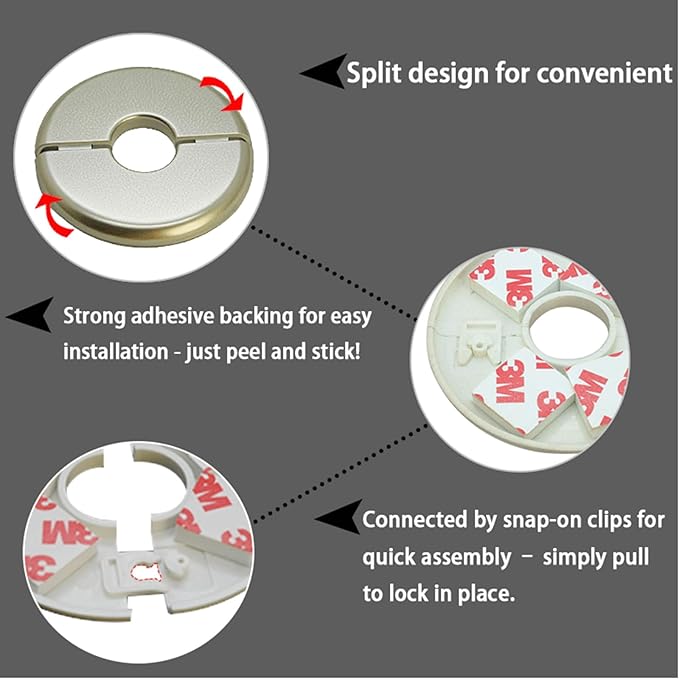 1 Piece Wall Split Flange, Self-Adhesive Escutcheon Plate - Image 4