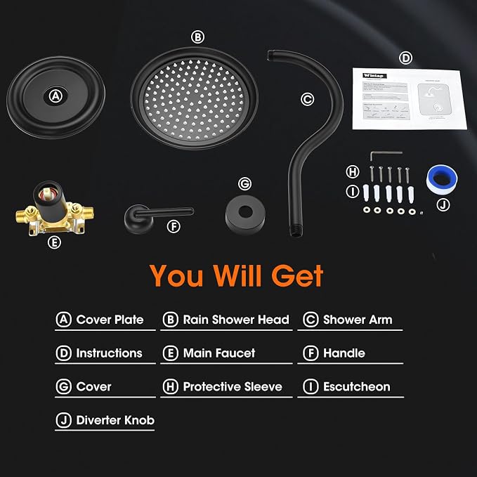 Matte Black Shower System, Shower Faucet Set - Image 8