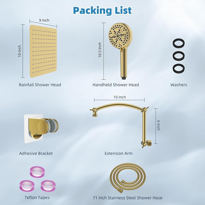 Hibbent All Metal Shower Head, Handheld Showerhead Combo - Image 7