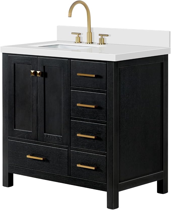ARIEL Cambridge 37 Inch Single Rectangular Sink Bathroom Vanity - Image 4