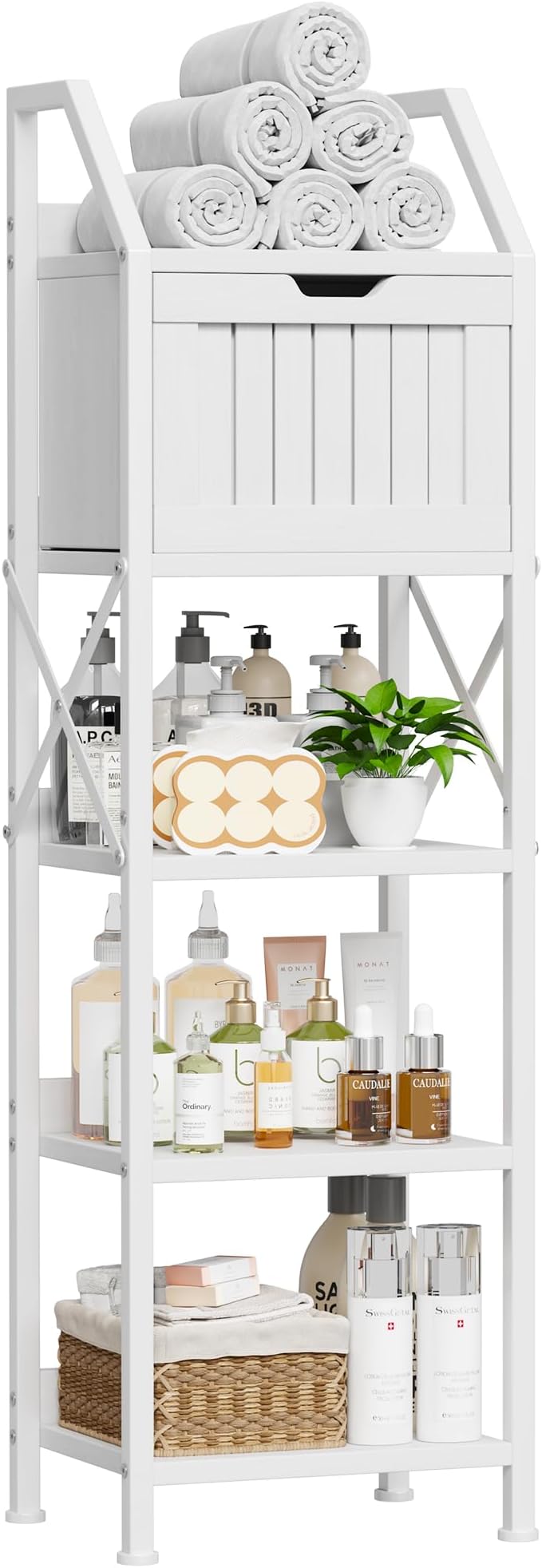 Bathroom Floor Cabinet, 5-Tier Bathroom Storage Organizer Rack - Image 9