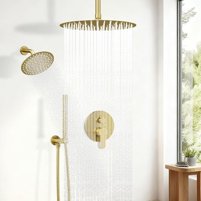 Shower Systems Shower Faucet Sets STARBATH 3 Way 12+6" Round Dual Rainfall - Image 7