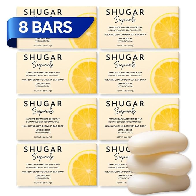 Shugar Soapworks Oatmeal & Lemon Verbena 5 oz Beauty Bar Soap 8-Pack | by ShugarSoapworks