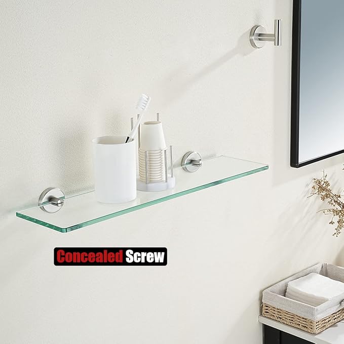 JQK Bathroom Glass Shelf, Tempered Glass Shower Storage 20 by 5 inches - Image 5