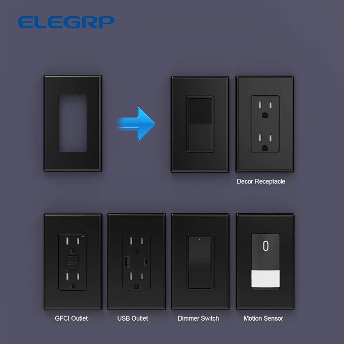 ELEGRP 1-Gang Screwless Decorative Wall Plates, Standard Size Unbreakable - Image 5