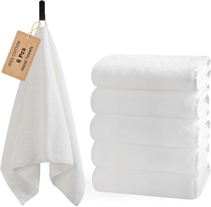 SEMAXE 6-Pack White Hand Towels by SEMAXE
