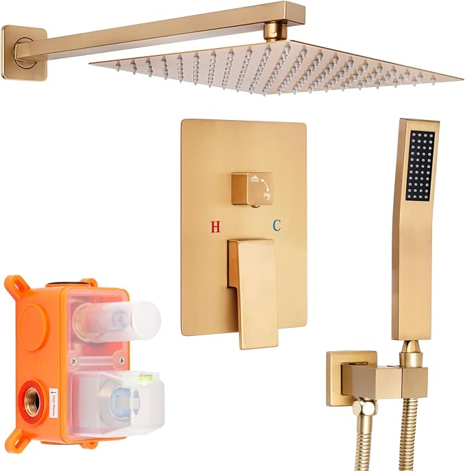 Brushed Gold Square Shower Head by Gasecoet