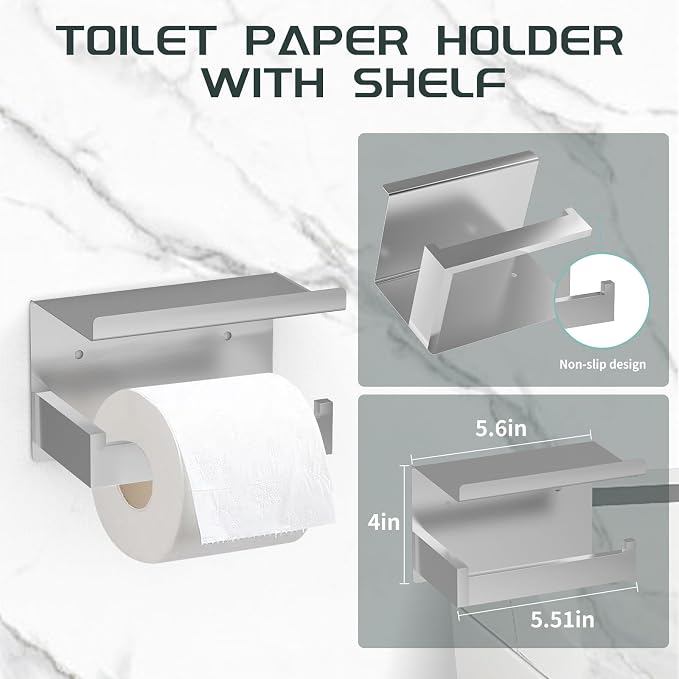 7-Piece Bathroom Hardware Set Brushed Nickel Towel Bar Set - Image 5