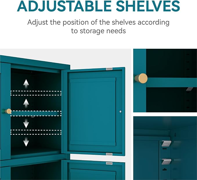 Metal Bathroom Storage Cabinet, Freestanding Pantry Floor Cabinet - Image 4