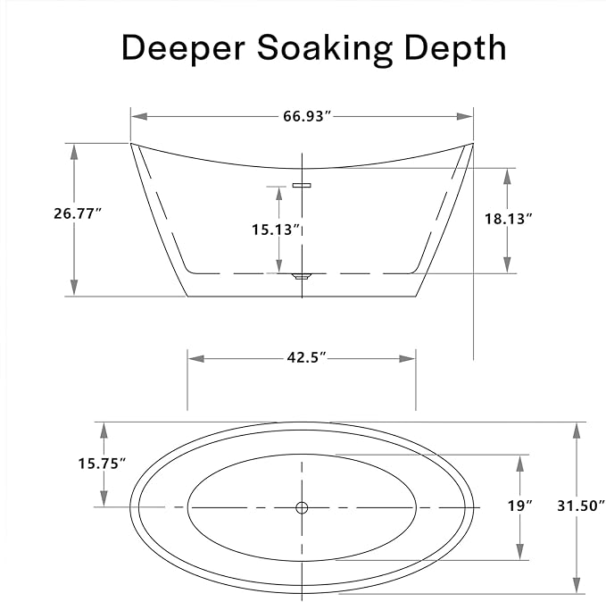 67" Luxury Freestanding Bathtub - Image 9