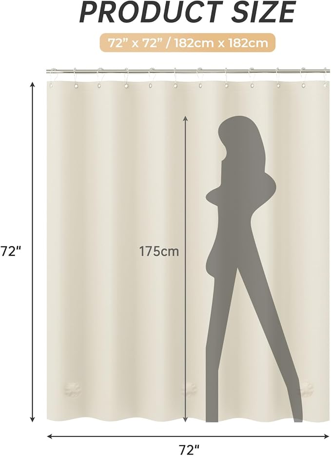AmazerBath Plastic Shower Curtain Liner, 72 x 72 Inches EVA 8G Heavy Duty Beige - Image 7