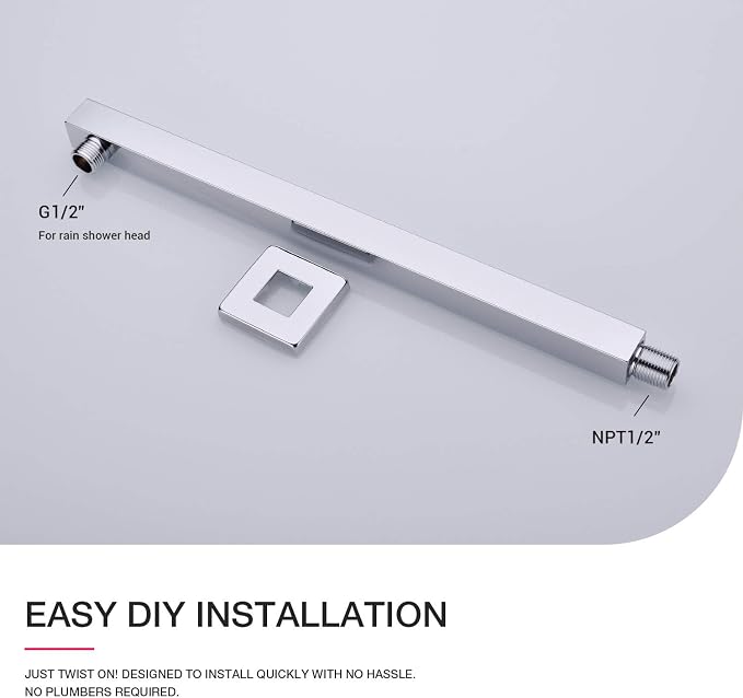 Shower Arm with Flange 16 Inch Stainless Steel Overhead Shower Extension Arm - Image 5