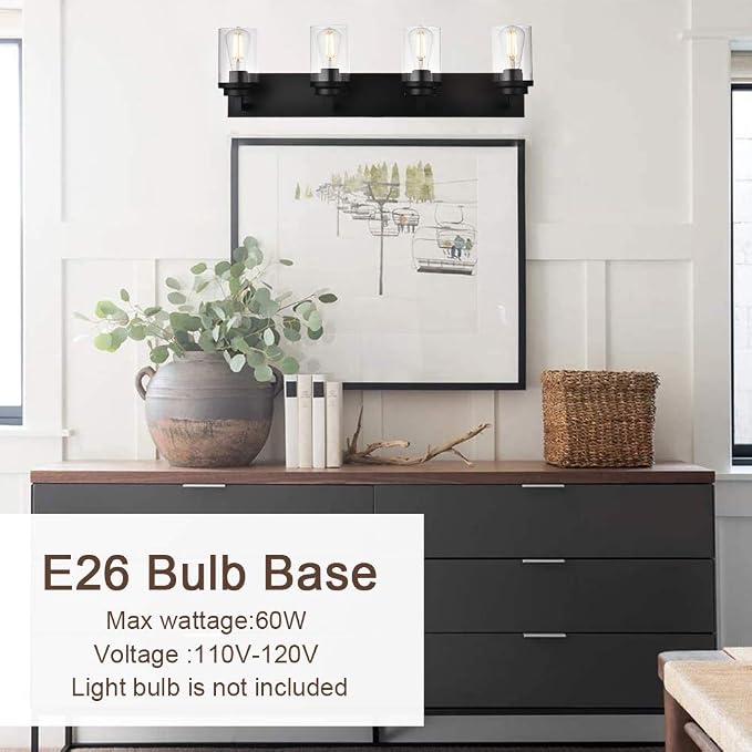 MELUCEE 4-Light Vanity Lights Over Mirror, Farmhouse Bathroom Light Fixtures - Image 8