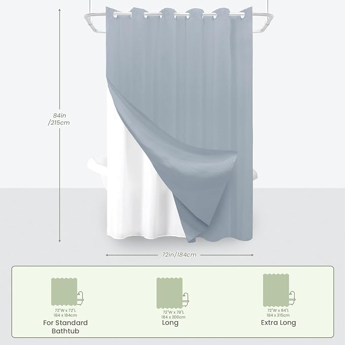 Inhousolu No Hook Waffle Weave Shower Curtain - Image 7