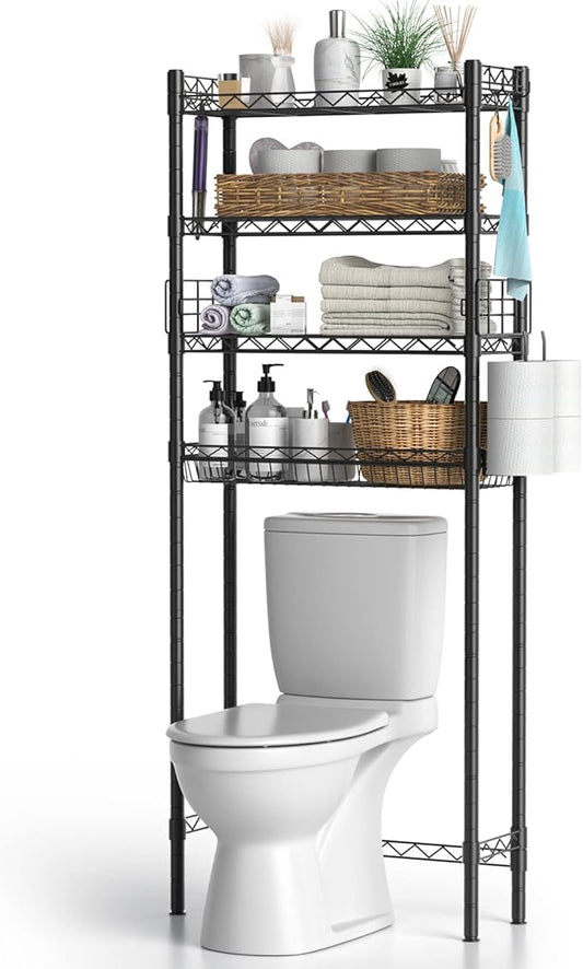 Over Toilet Bathroom Organizer, Adjustable 4-Tier Over The Toilet Storage Shelf by Hodonas