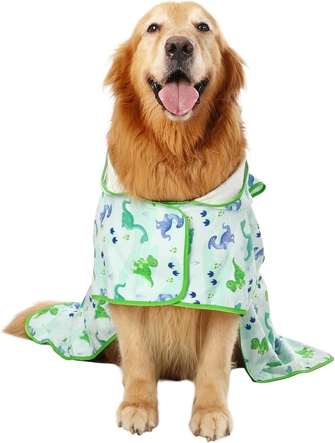 HDE Dog Bathrobe Super Absorbent Quick Drying Puppy Towel Wrap Coat Adjustable - Image 4