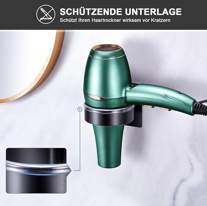 Hair Dryer Wall Mounted Holder, Stainless Steel Blow Dryer Holder, - Image 2