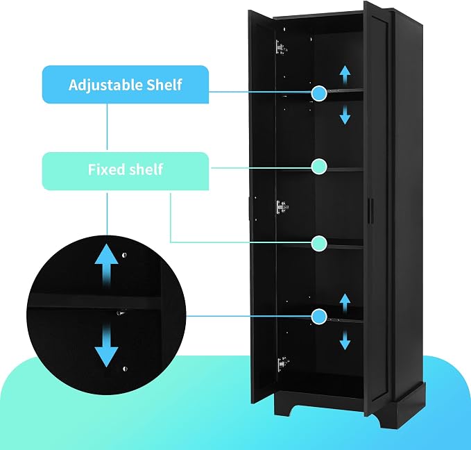 71" Tall Bathroom Storage Cabinet, Freestanding Linen Cabinet - Image 4