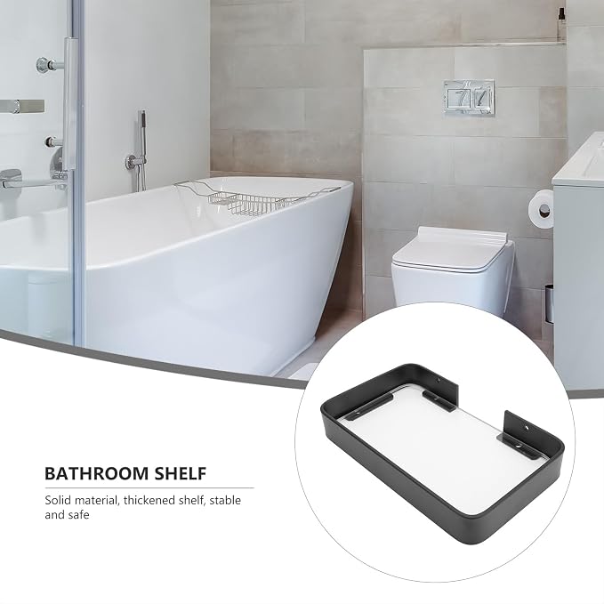Black Bathroom Glass Shelf Bracket - Image 6