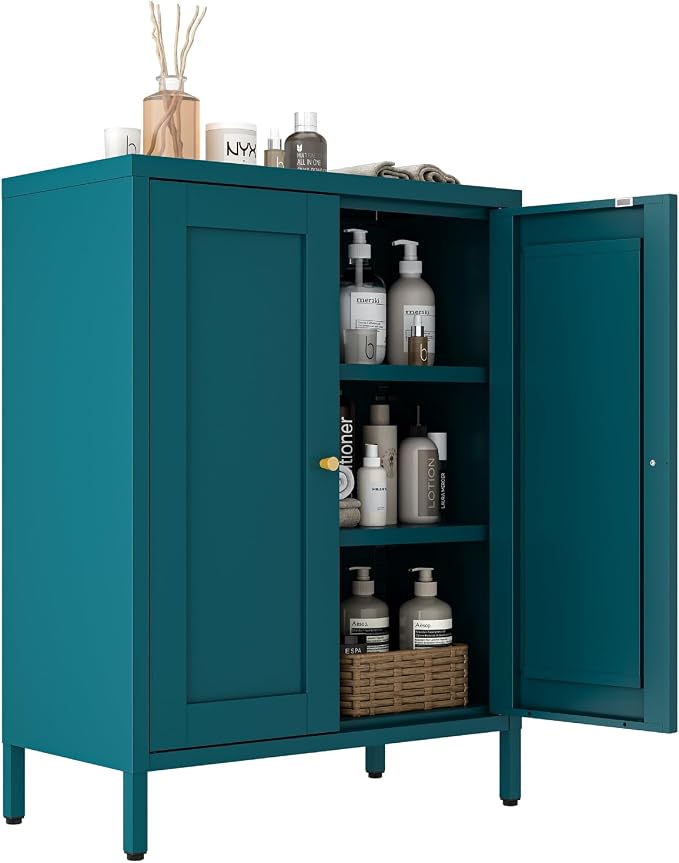 Metal Bathroom Cabinet, Small Floor Storage Cabinet, Freestanding Sideboard by Unknown