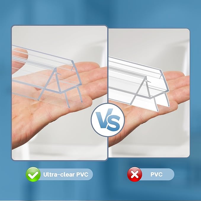 Shower Door Bottom Seal Strip, Ultra Clear PVC, Fits 10mm Thick Glass, Prevents - Image 7