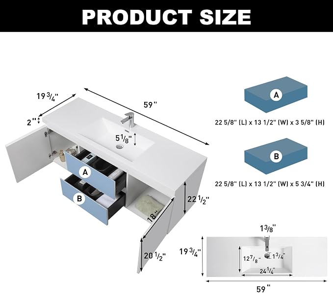 60" Floating Bathroom Vanity - Image 2