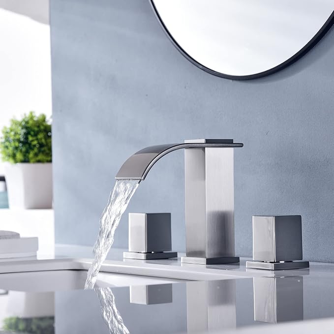Luxury Brass Modern Widespread Waterfall Bathroom Sink Faucets - Image 3