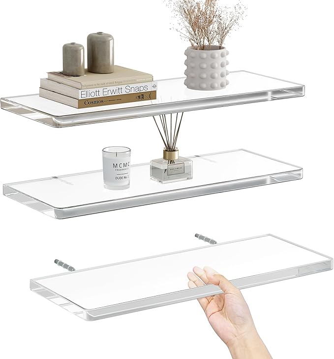 Acrylic Floating Shelves for Wall, Wall Mounted Shelf for Storage and Decor by Bitaycan