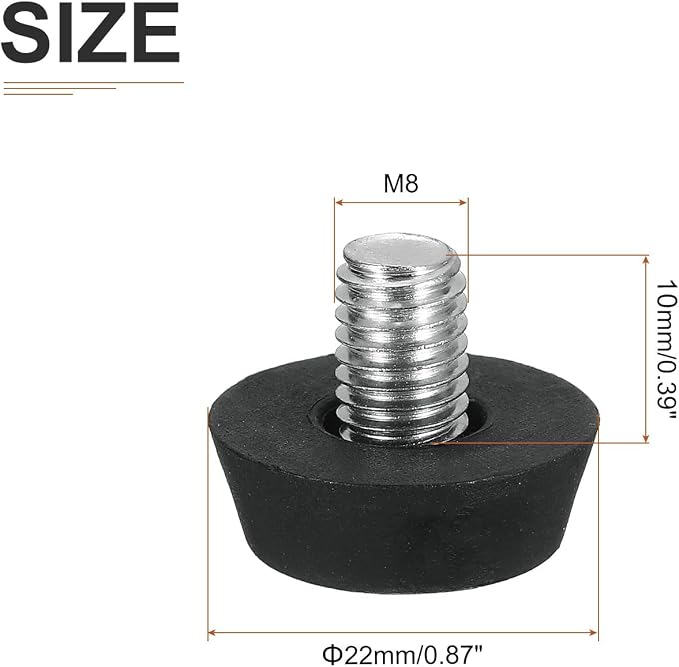 M8x10x22mm Screw on Furniture Glide Leveling Feet - Image 2