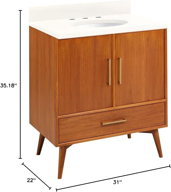 Signature Hardware 953363-30-UM-8 Novak 30" Freestanding Teak Single Basin - Image 2