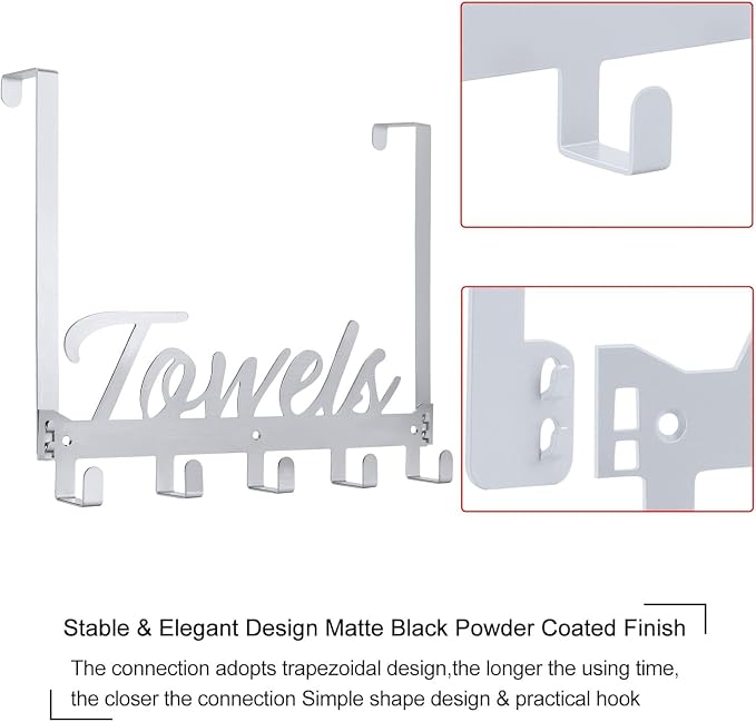 Over The Door Hooks, Towel Hook Towel Holder Over Door Towel Hanger Door Hanger - Image 3
