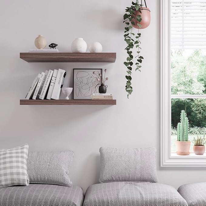 Floating Shelf, 30 in W x 12.75 in D x 2 in H Wooden Floating Wall Shelf - Image 2