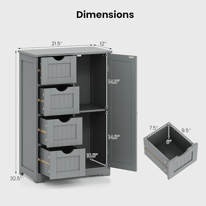 Giantex Bathroom Cabinet, Freestanding Storage Cabinet - Image 3