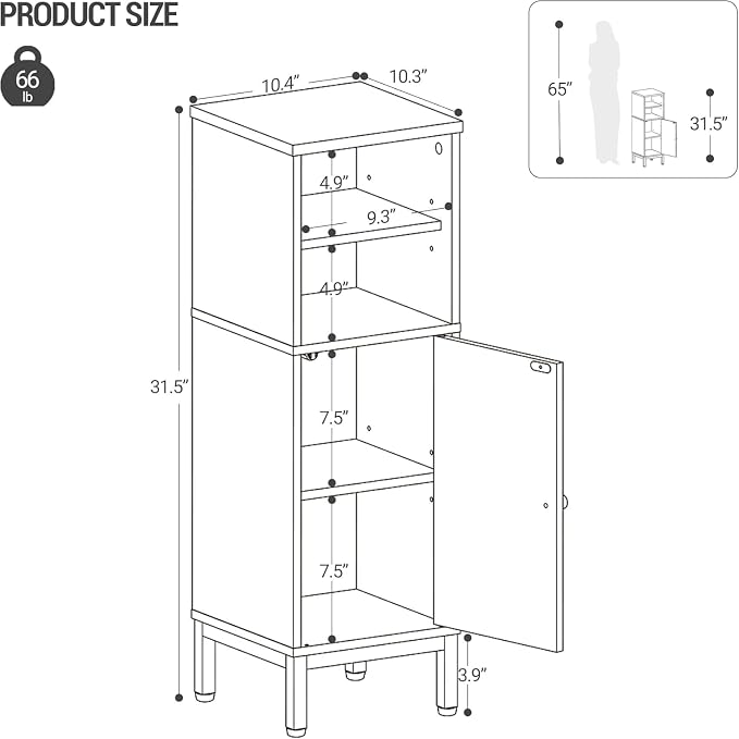 Bathroom Storage Cabinet, Corner Floor Cabinet - Image 2