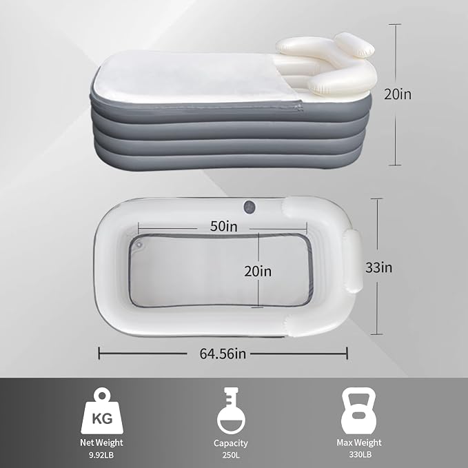 B&Y Inflatable Soaking Bathtub for Adult, Designed - Image 2