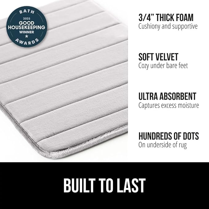 GORILLA GRIP Memory Foam Bath Mat, Soft Absorbent US Designed Bathroom Rug - Image 3
