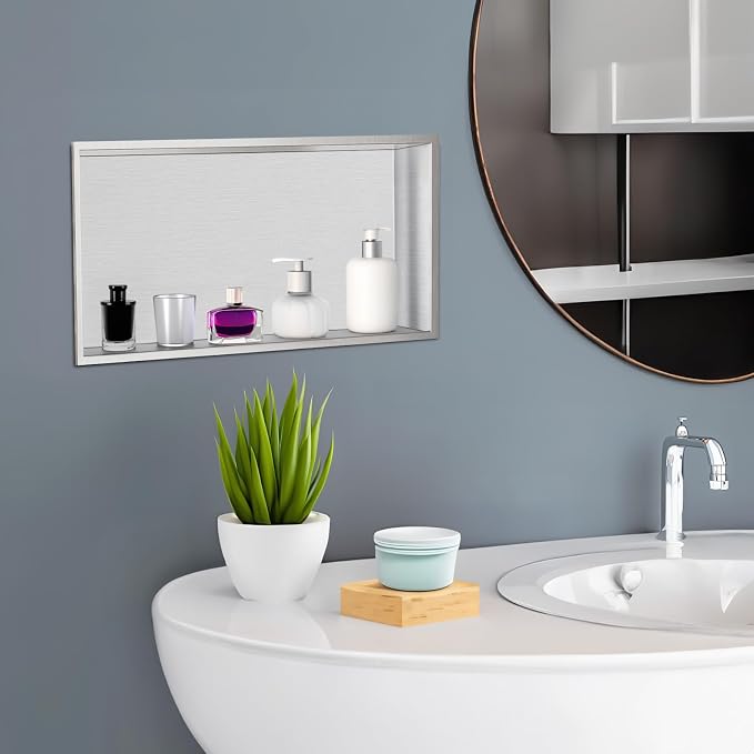 Shower Niche, Stainless Steel Elegant Bathroom Niche, No Tile Needed Recessed - Image 2