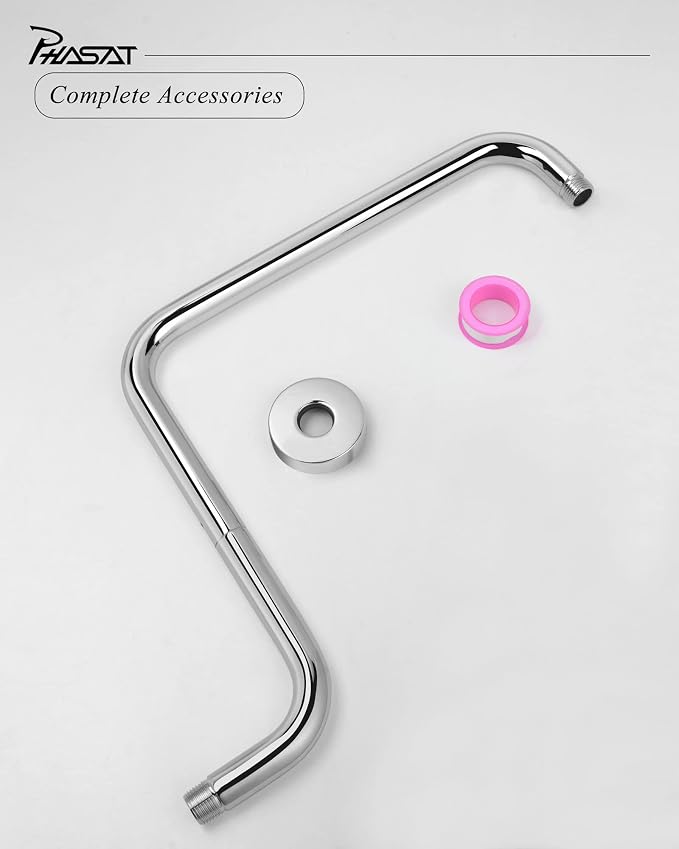 PHASAT 16 Inches Shower Arm Extension, S shaped Shower Arm - Image 8